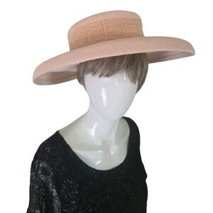 Fifth Sunday Exclusive Hat Peach Beaded Polyester Paper Church Hat Style 87388